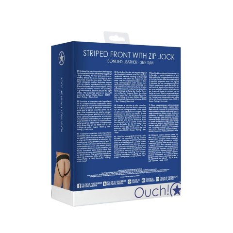 Ouch! Skorzane majtki z zamkiem błyskawicznym S/M czarne