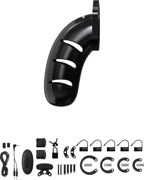 Man|Cage 22 System blokujący z elektrostymulacją 11,5 cm, regulowane pierścienie