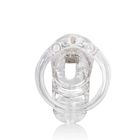 Man|Cage Chastity Cage 9,5 cm transparentna - system kontroli komfortu