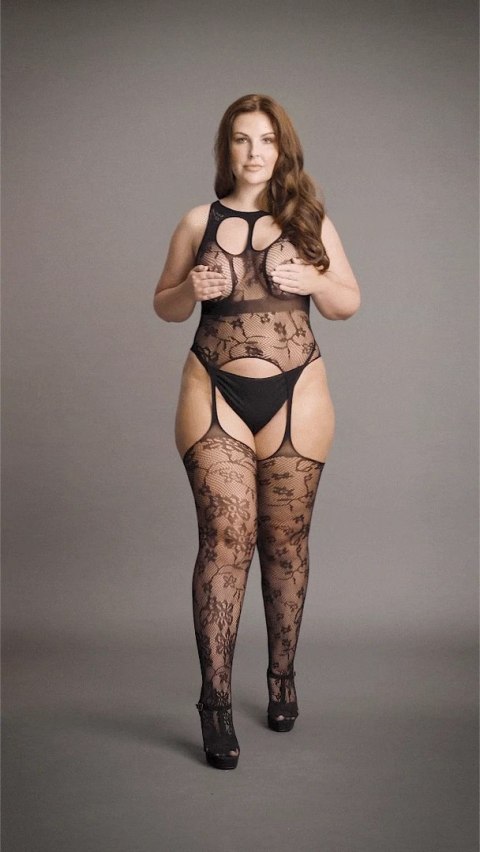 Le Desir Body na szelkach Plus Size z kwiatowym wzorem XXL-5XL