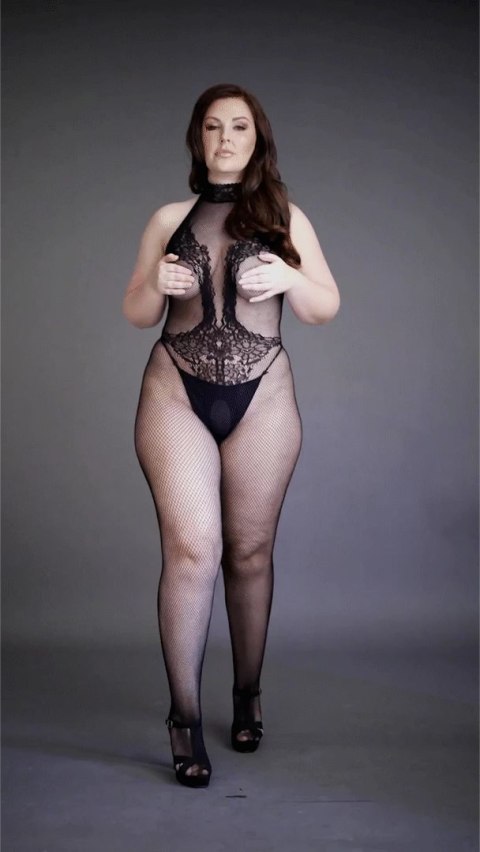 Le Desir Bodystocking Plus Size siateczkowy koronkowy XL-4XL czarny