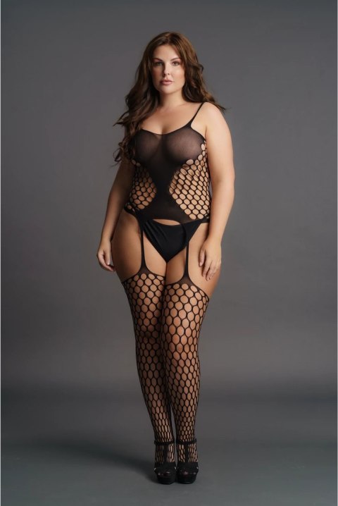 Le Desir Bodystocking Plus Size z dużym geometrycznym wzorem XXL-5XL