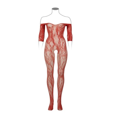 Le Desir Bodystocking Queen Size długi rękaw koronkowy XL-4XL czarny