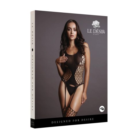 Le Desir Bodystocking S-XL z dużym wzorem siatki czarne