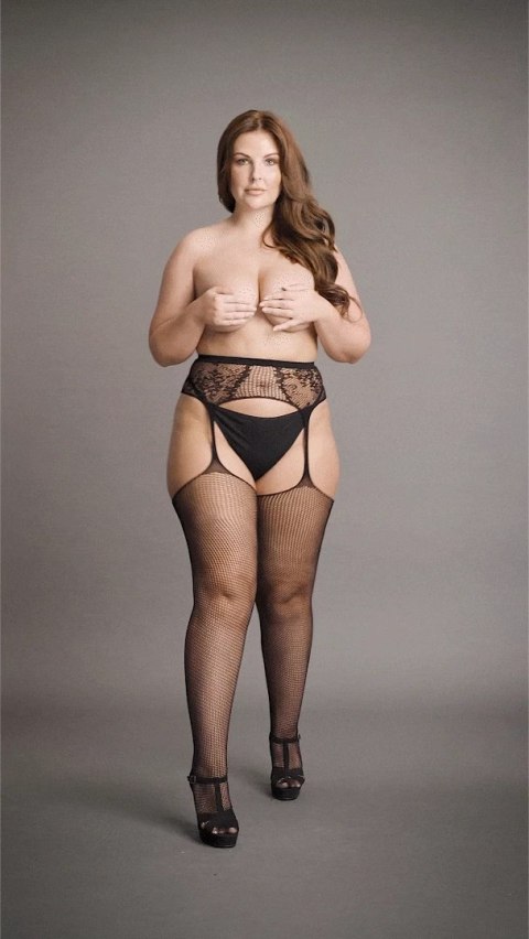 Le Desir Classic Plus Size pończochy z siateczki i koronki XL-4XL