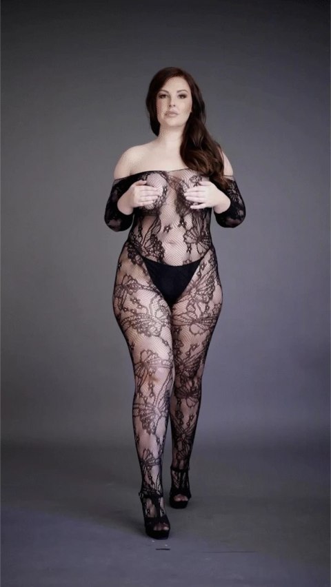 Le Desir Plus Size Bodystocking koronkowy z otwartą strefą XL-4XL