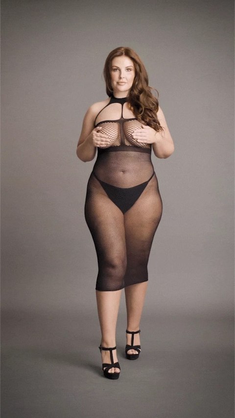 Le Desir Plus Size długa sukienka siateczkowa z kontrastowym wzorem XXL-5XL