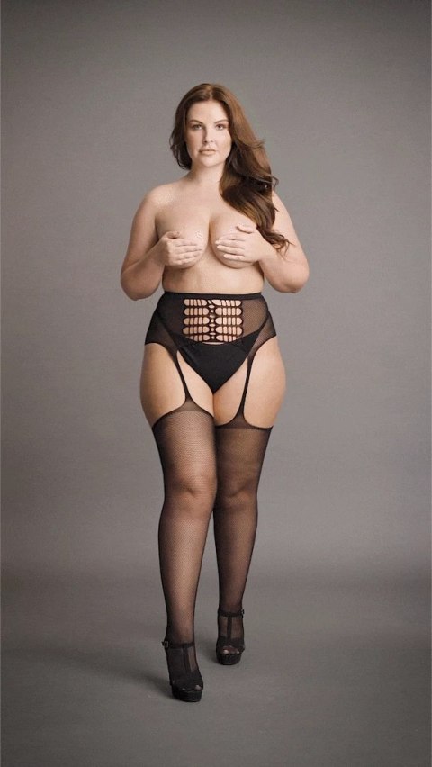 Le Desir Pończochy Plus Size z tylnym szwem, wysoki pas 2XL-5XL