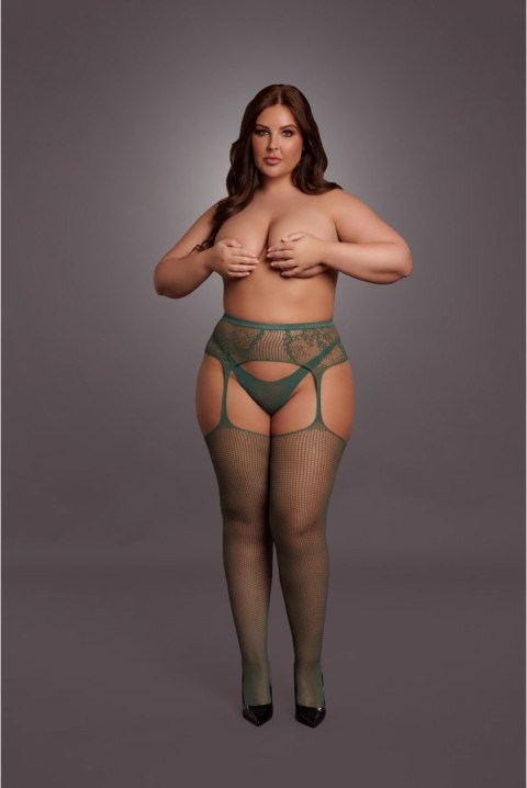 Le Desir Pończochy Queen Size XL-4XL z koronką i siateczką czarne