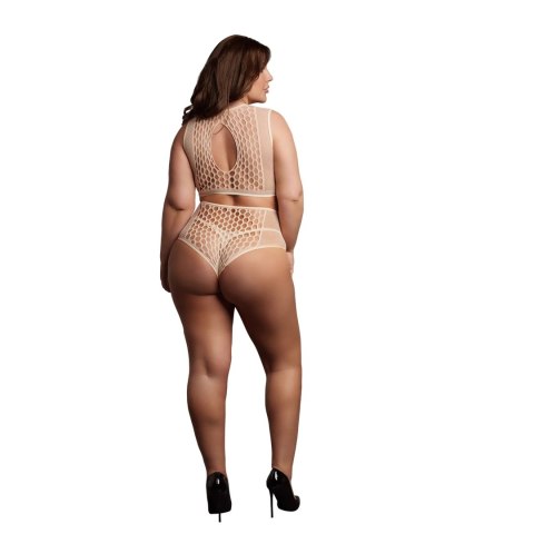 Le Desir Queen Size komplet top i figi siateczkowe XL-4XL czarny
