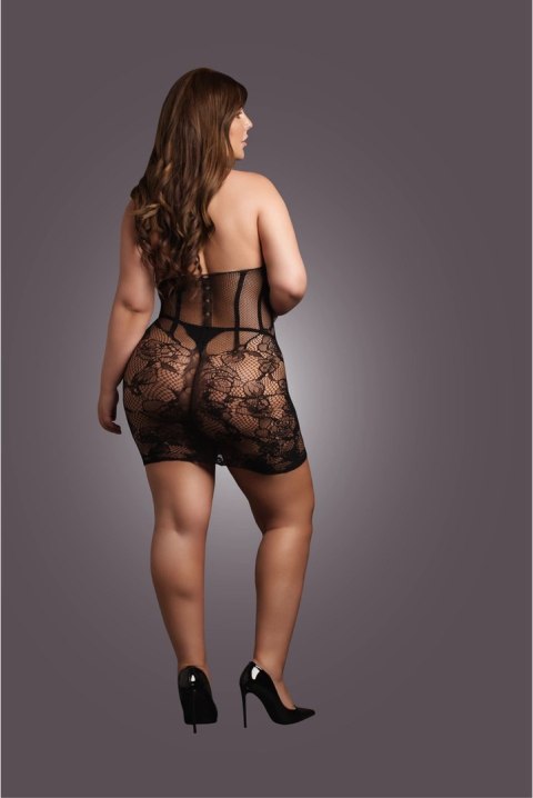 Le Desir Sukienka Halterneck Plus Size z Gorsetem i Koronką XL-4XL
