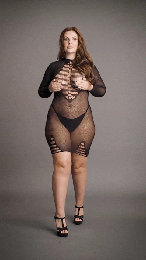 Le Desir Sukienka Plus Size z Siateczki Otwartym Dekoltem XXL-5XL