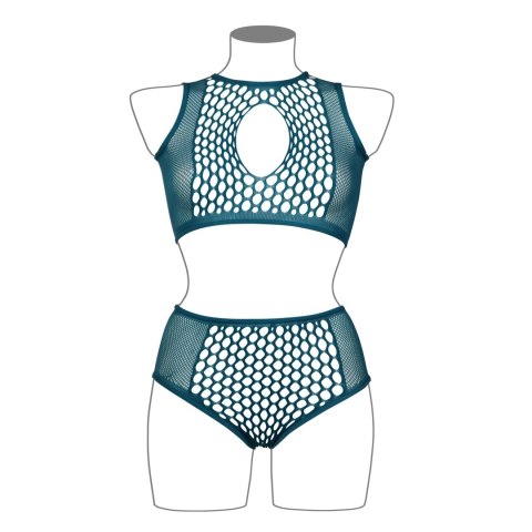 Le Desir komplet damski top i figi kabaretka czarny Queen Size XL-4XL