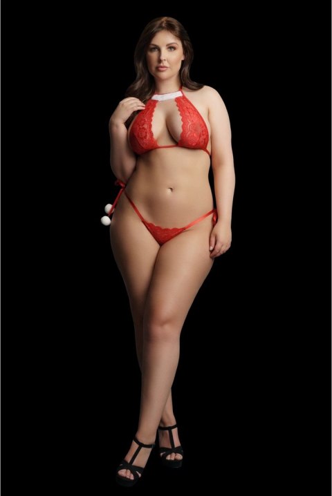 Le Desir Angel Plus Size komplet bielizny czerwony, koronka 1XL-3XL