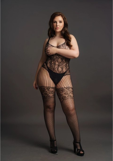Le Desir Bodystocking Plus Size Koronkowy wzor i kabaretki XL-4XL