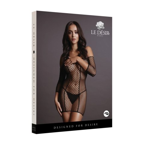 Le Desir Mini sukienka S-XL z siateczki i krotkim rękawem czarna