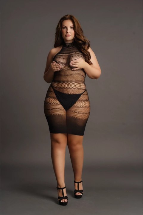 Le Desir Plus Size mini sukienka koronkowa z wysokim dekoltem XXL-5XL