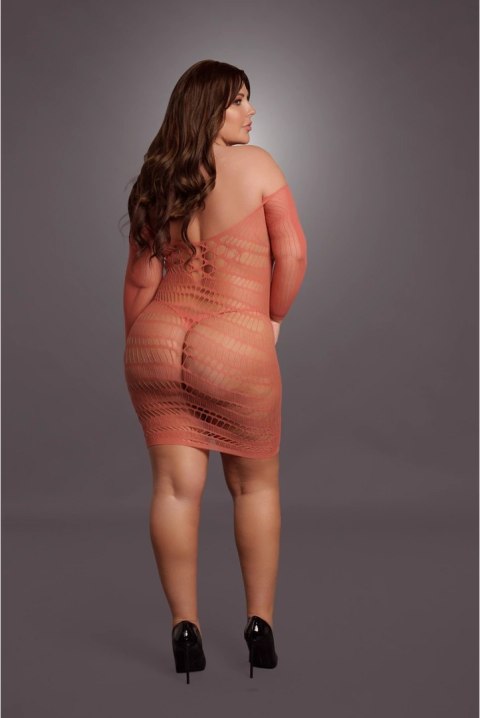 Le Desir Queen Size mini sukienka z długim rękawem i siateczką, czarna XL-4XL