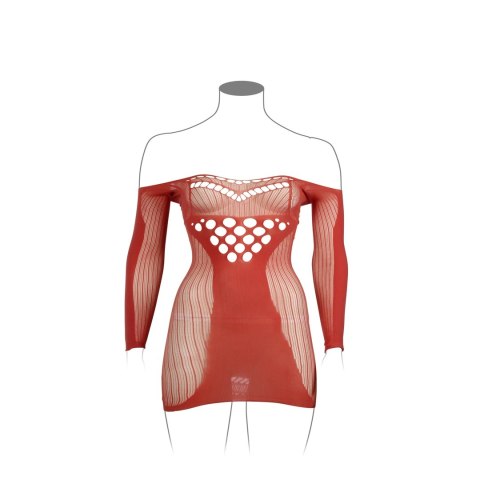 Le Desir Queen Size mini sukienka z długim rękawem i siateczką, czarna XL-4XL