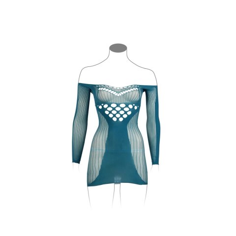 Le Desir Sukienka Mini z Długim Rękawem i Kontrastową Siateczką S-XL