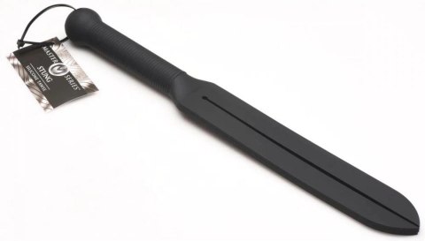 XR Brands Tawse silikonowy czarny - wytrzymały pasek z podwojną końcowką