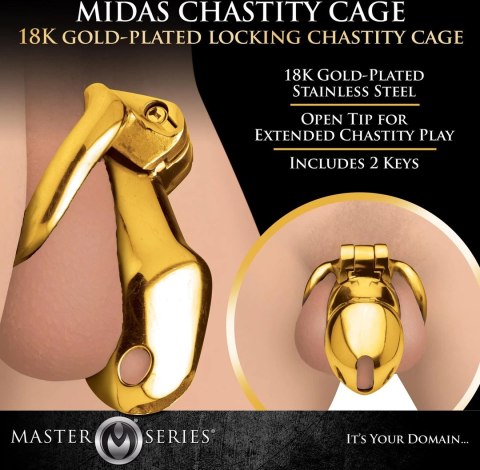 XR Brands klatka intymna stal nierdzewna 18K złoto, 2 pierścienie