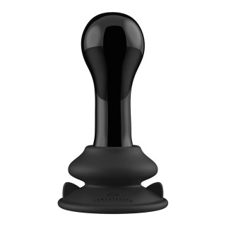 Shots Christalino Glass Vibrator 10 Trybow Czarny z Przyssawką