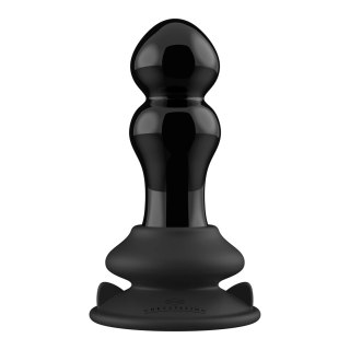 Shots Chrystalino Plug wibrujący szklany z przyssawką czarny