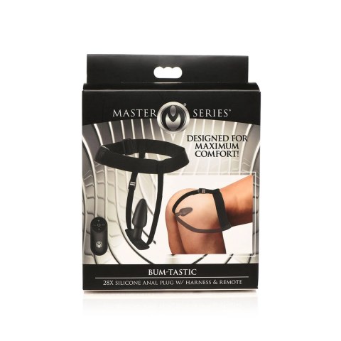 XR Brands Bum Tastic silikonowy zestaw z pilotem i uprzężą, czarny