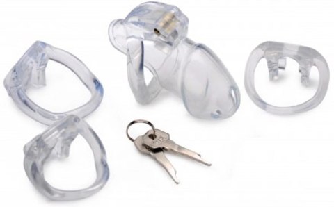 XR Brands Clear Captor średnia klatka intymna z kluczami ABS