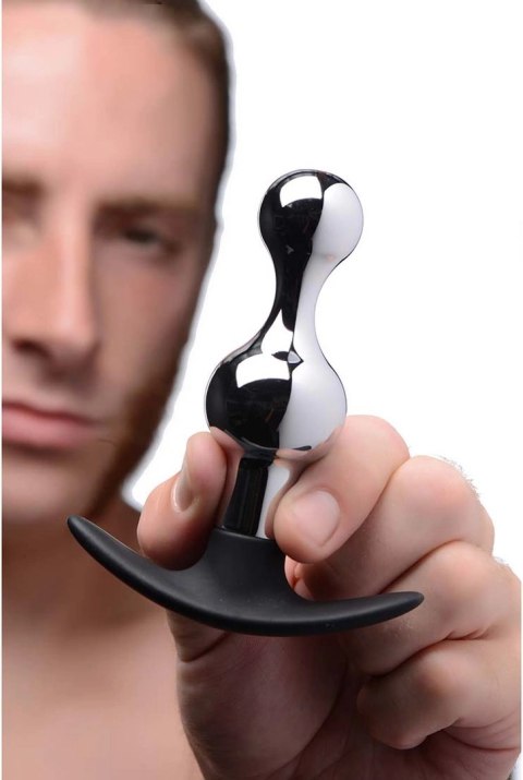 XR Brands Dark Drop Plug silikonowy z metalową końcowką, szary, 11 cm