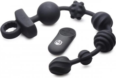 XR Brands Dark Rattler silikonowy sznur koralikow z pilotem IPX7