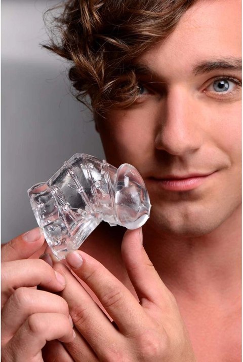 XR Brands Detained Soft Body - elastyczna klatka z wypustkami, TPR, transparentna