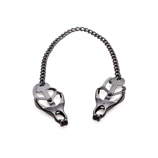 XR Brands Monarch Metalowe Zaciski z Łańcuchem, czarne, 12 cali