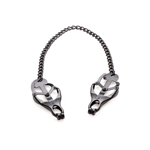 XR Brands Monarch Metalowe Zaciski z Łańcuchem, czarne, 12 cali