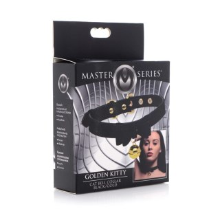 XR Brands Obroża Catplay z dzwonkiem i kokardą, czarno-złota, regulowana