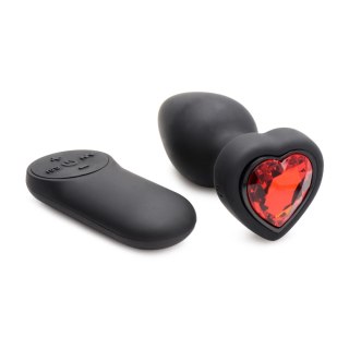 XR Brands Red Heart Gem mini silikonowy korek analny z pilotem LED