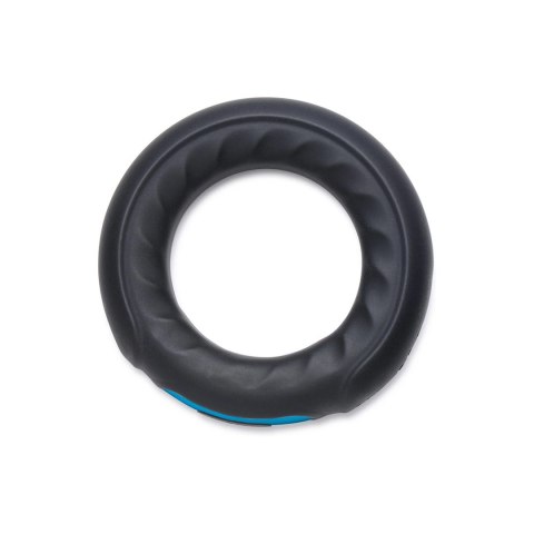XR Brands Silicone Ring z pilotem - wibrujący pierścień, czarny