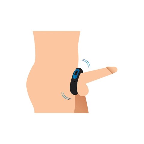 XR Brands Silicone Ring z pilotem - wibrujący pierścień, czarny