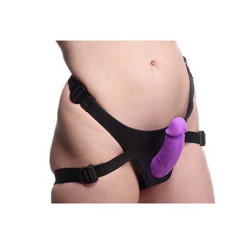 XR Brands Strap-On silikonowy dwustronny z uprzężą, model anatomiczny