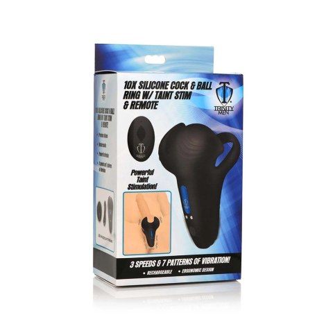 XR Brands silikonowy pierścień z pilotem, 10 trybow, czarny