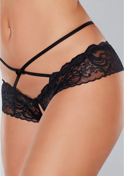 Allure Lingerie majtki z koronką i paskiem krzyżowym, otwarty fason, one size