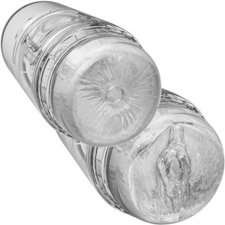 Doc Johnson Optix Pop-Off Dual Clear - kompaktowa maszyna intymna dwustronna