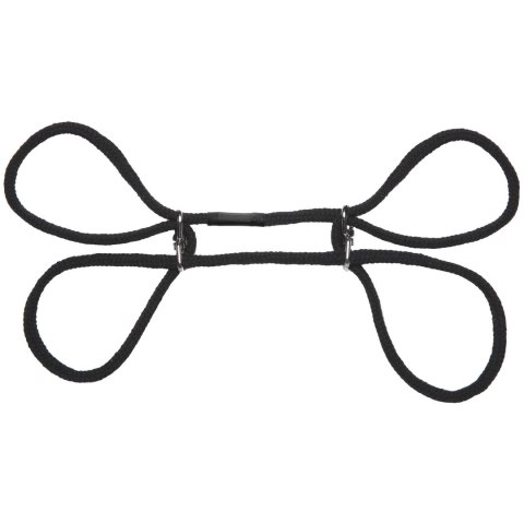 Doc Johnson bawełniane opaski na nadgarstki i kostki z pierścieniem, czarne