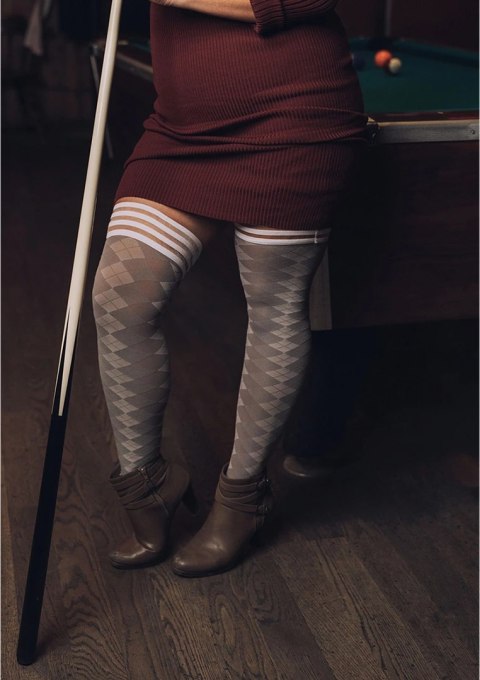 Kix'ies Golf Collection Pończochy Thigh-High, wzor argyle, antypoślizgowe