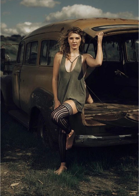 Kixies Lindsay - Pończochy samonośne, paski, bez palcow, rozmiar A