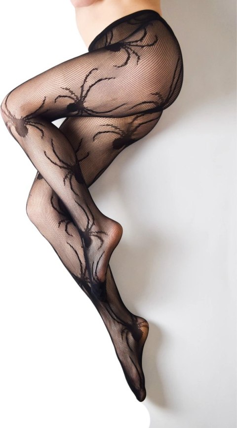 Kix'ies Rajstopy damskie Spider Mesh czarne rozmiar B wzor pająka