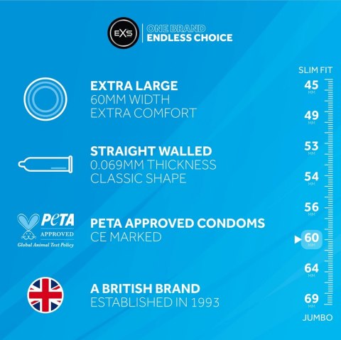 EXS Magnum 12 szt. prezerwatywy powiększony rozmiar 60 mm lateks