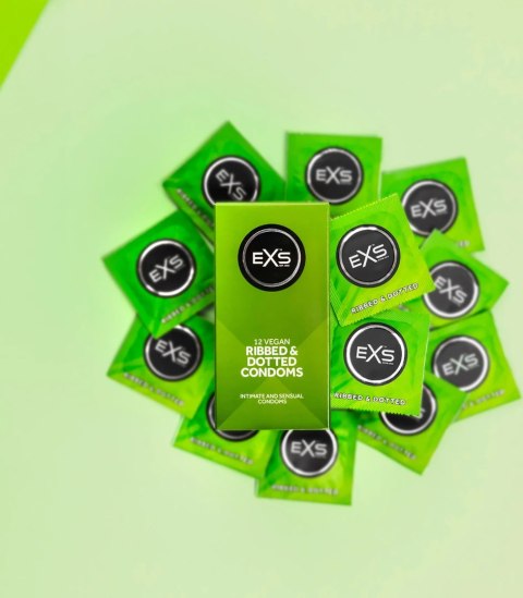 EXS Ribbed & Dotted 3w1 12 szt. prezerwatywy lateksowe prążkowane
