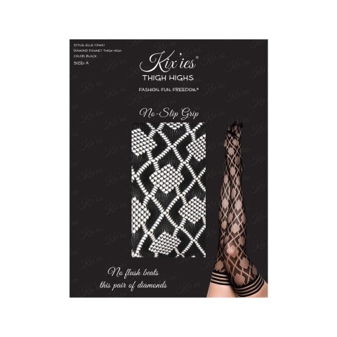 Kixies Elle D - Pończochy z diamentową siateczką, wysoki stan